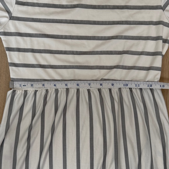Pinkblush White + Heather Grey Striped Maternity Midi Dress, Summer Sundress - Picture 7 of 9